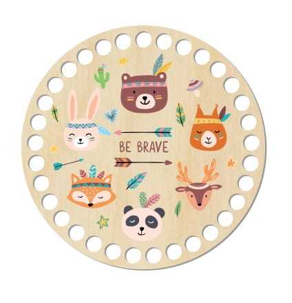 BSZ239-UV Baza koszyka - nadruk, koło 15cm - Be brave, zwierzaki