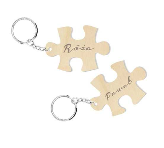 BD265 Breloki dla dwojga z imionami - puzzle - 2 sztuki