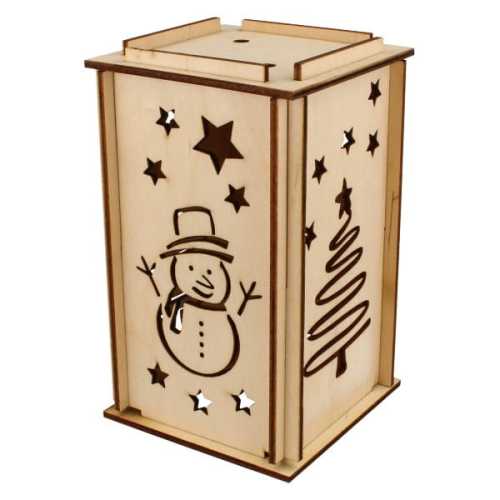 HS012 Lampion adwentowy do montażu - choinka i bałwanek