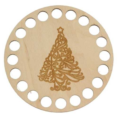 BSZ259-E Baza podkładki - grawer, koło 10cm - choinka z ornamentami
