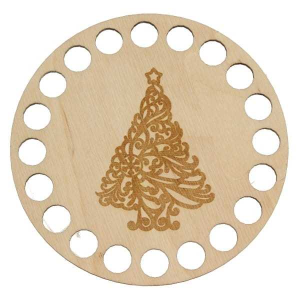 BSZ259-E Baza podkładki - grawer, koło 10cm - choinka z ornamentami