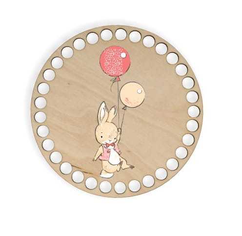 BSZ306-UV Baza koszyka - nadruk, koło 15cm - królik z balonami