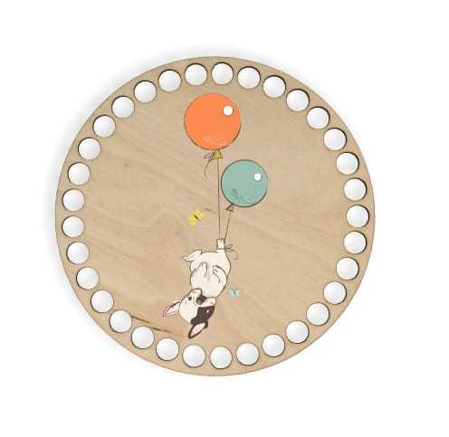 BSZ307-UV Baza koszyka - nadruk, koło 15cm - piesek z balonami