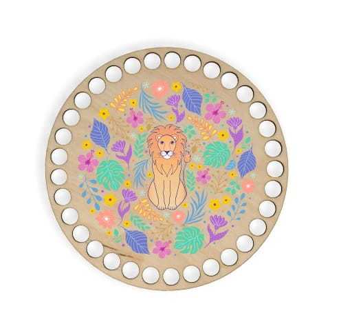 BSZ313-UV Baza koszyka - nadruk, koło 15cm - egzotyczny lew