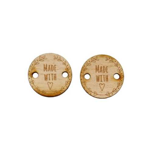 SD627E Metka drewniana Made with heart - 2 sztuki