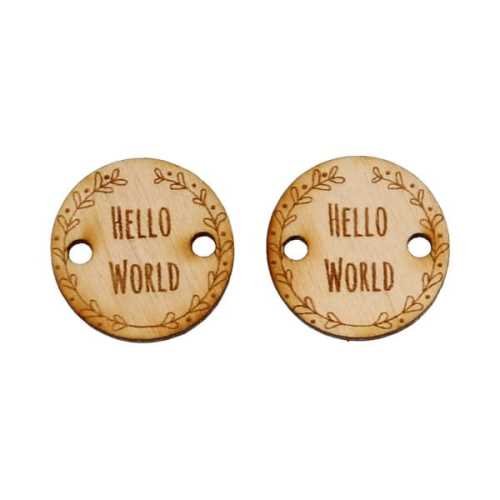 SD633E Metka drewniana Hello World - 2 sztuki
