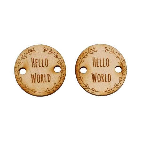 SD633E Metka drewniana Hello World - 2 sztuki