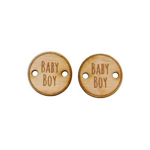 SD638E Metka drewniana Baby Boy z obwódką - 2 sztuki
