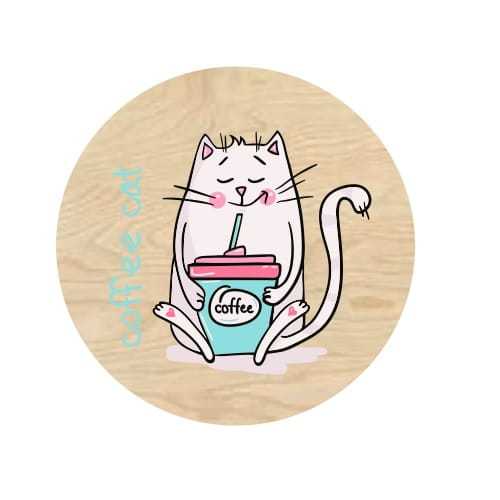 PO115-UV Podkładka pod kubek - coffee cat