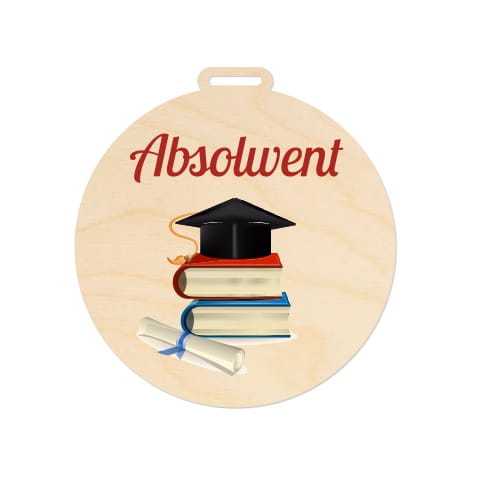 MED044-UV Medal z nadrukiem ABSOLWENT książki