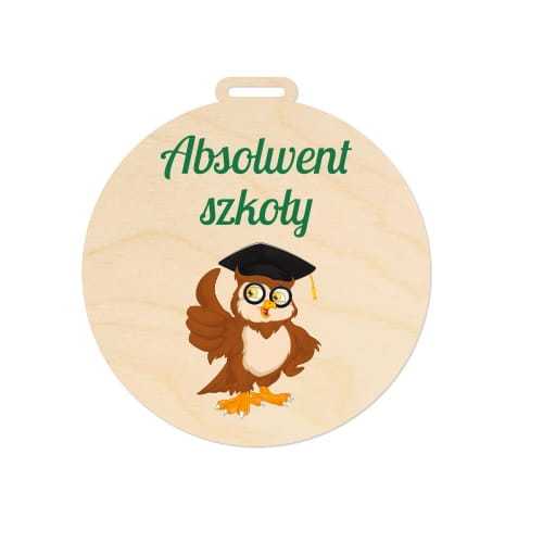 MED048-UV Medal z nadrukiem ABSOLWENT SZKOŁY sowa