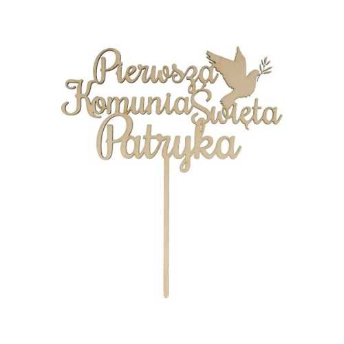 OP302 Topper komunijny z gołębiem PERSONALIZACJA