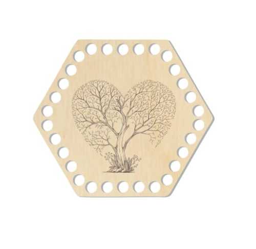 BSZ455-E Baza koszyka - heksagon 15,3x13,4cm - drzewo serce