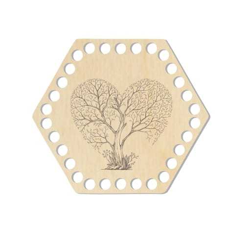 BSZ455-E Baza koszyka - heksagon 15,3x13,4cm - drzewo serce