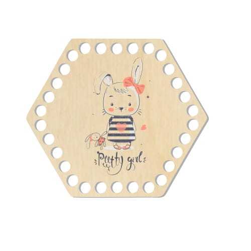 BSZ458-UV Baza koszyka - heksagon 15,3x13,4cm - królik w paski