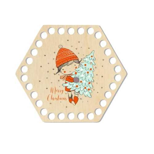 BSZ459-UV Baza koszyka - heksagon 15,3x13,4cm - Merry Christmas