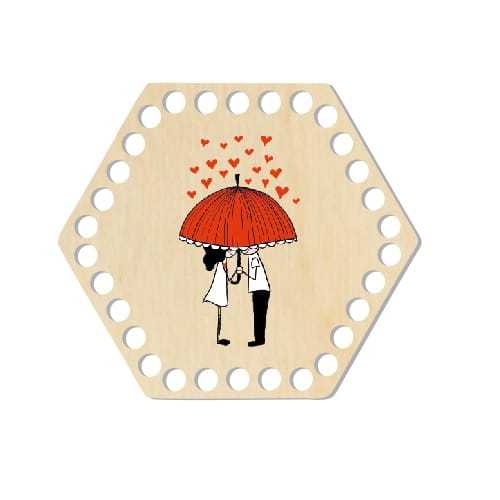 BSZ470-UV Baza koszyka - heksagon 15,3x13,4cm - zakochani pod parasolem