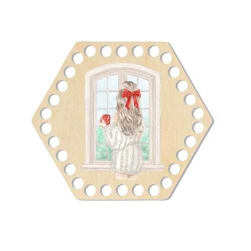 BSZ471-UV Baza koszyka - heksagon 15,3x13,4cm - dziewczyna przy oknie