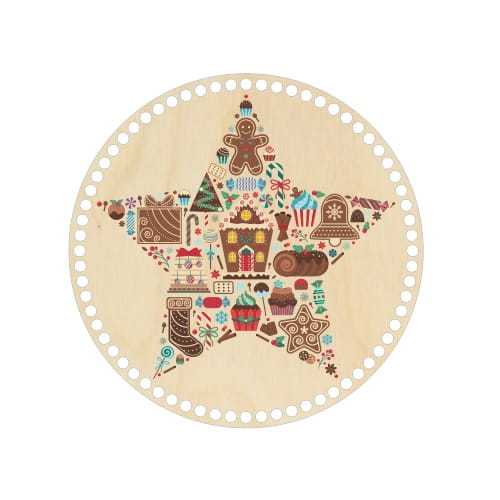 BSZ563-UV Baza koszyka z nadrukiem - koło 30cm - świąteczna gwiazda
