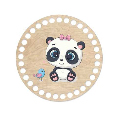 BSZ612-UV Baza koszyka z nadrukiem - 15cm  - panda z wróbelkiem