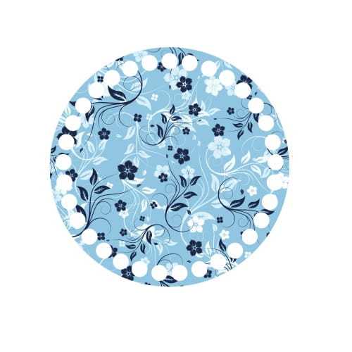 BSZ664-UV Baza koszyka - nadruk, koło 15cm - niebieskie kwiatki