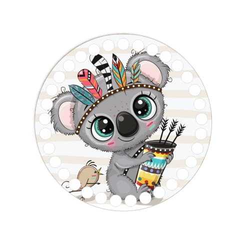 BSZ699-UV Baza koszyka - nadruk, koło 15cm - koala w pióropuszu