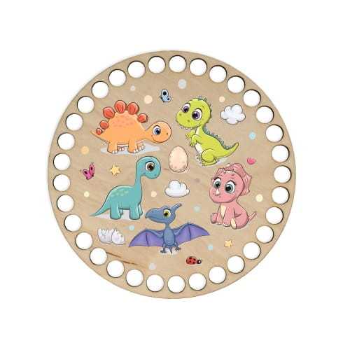 BSZ708-UV Baza koszyka - nadruk, koło 15cm - kolorowe dinozaury