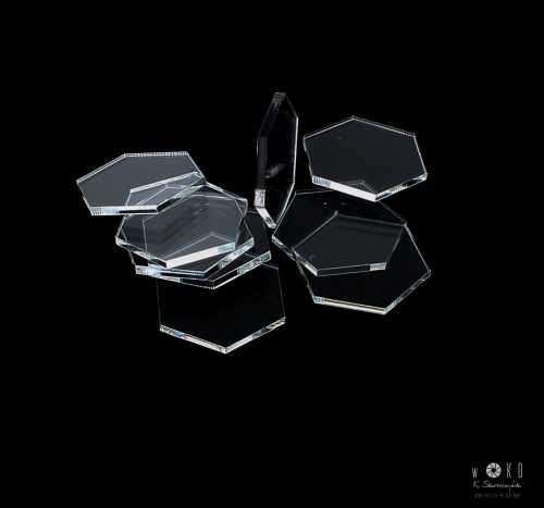 H042 Podstawka pod figurki heks 50mm - 10szt  PLEXA, bezbarwne