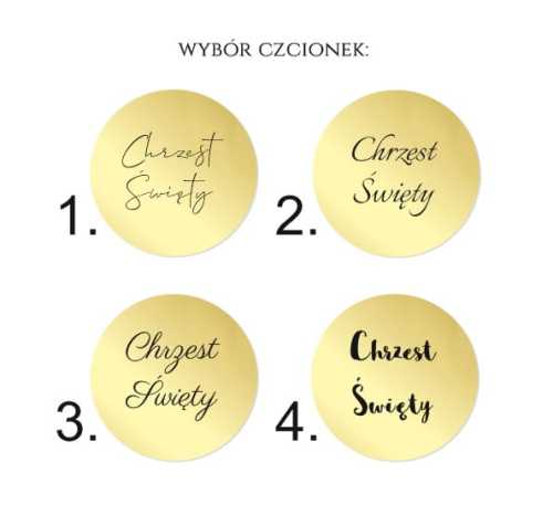 OP-LZ001 Topper okrągły do tortu na Chrzest ZŁOTE LUSTRO