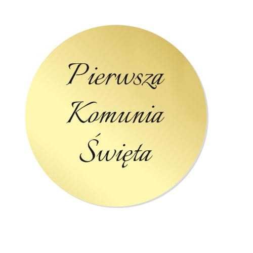 OP-LZ002 Topper okrągły do tortu na Komunię ZŁOTE LUSTRO