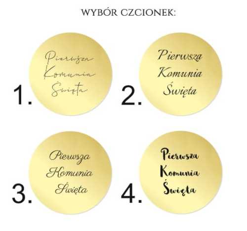OP-LZ002 Topper okrągły do tortu na Komunię ZŁOTE LUSTRO