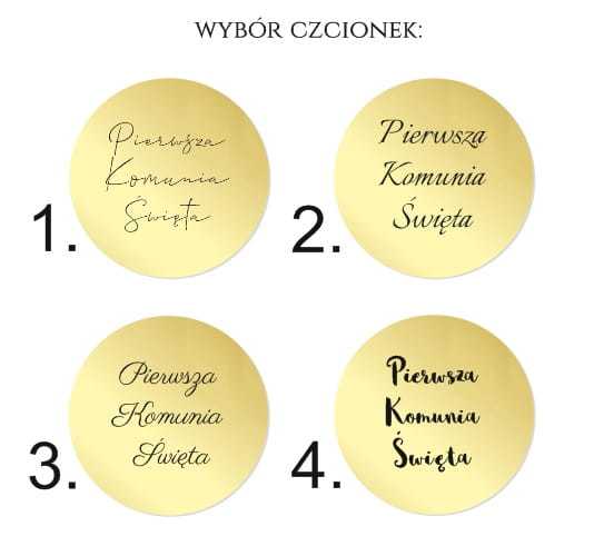 OP-LZ002 Topper okrągły do tortu na Komunię ZŁOTE LUSTRO
