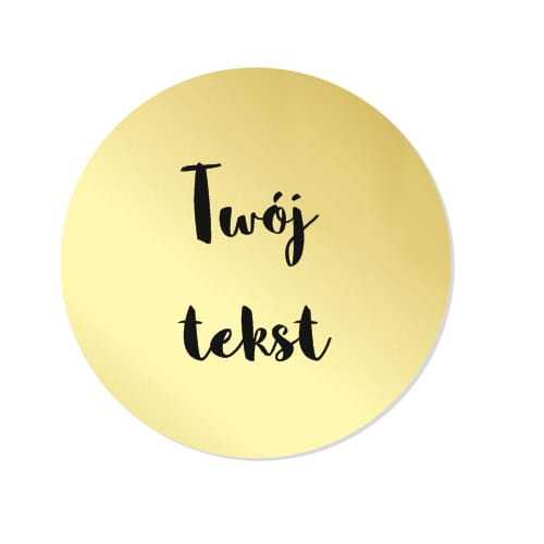 OP-LZ004 Topper okrągły do tortu TWÓJ TEKST -  ZŁOTE LUSTRO