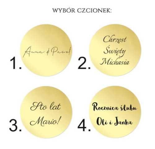 OP-LZ004 Topper okrągły do tortu TWÓJ TEKST -  ZŁOTE LUSTRO