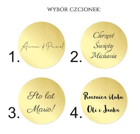 OP-LZ004 Topper okrągły do tortu TWÓJ TEKST -  ZŁOTE LUSTRO