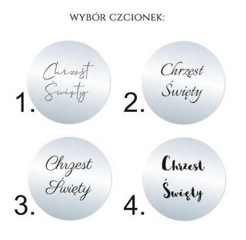 OP-LS001 Topper okrągły do tortu na Chrzest SREBRNE LUSTRO