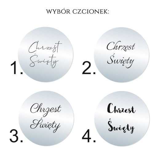 OP-LS001 Topper okrągły do tortu na Chrzest SREBRNE LUSTRO