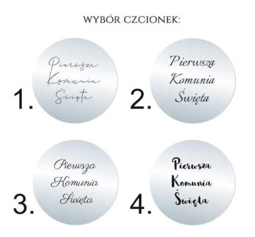 OP-LS002 Topper okrągły do tortu na Komunię SREBRNE LUSTRO