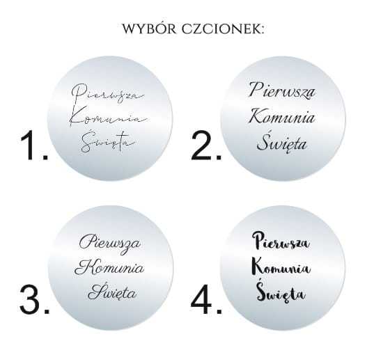 OP-LS002 Topper okrągły do tortu na Komunię SREBRNE LUSTRO