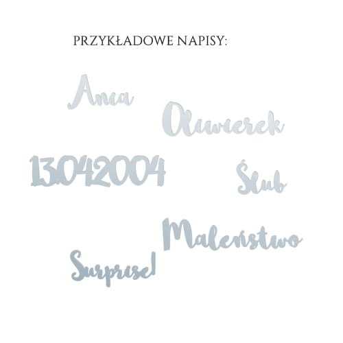 ND-PS001 Napis indywidualny z plexi SREBRNE LUSTRO