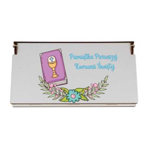 PHDF004-UV Pudełko na banknoty białe Pamiątka na Chrzest, Komunię