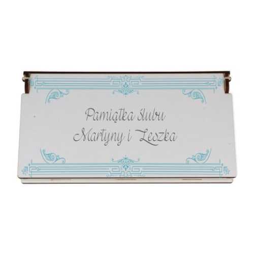 PHDF007-UV Pudełko na banknoty białe eleganckie na Chrzest, Komunię, Ślub, Urodziny (1)