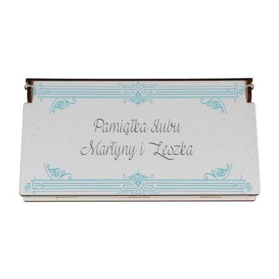 PHDF007-UV Pudełko na banknoty białe eleganckie na Chrzest, Komunię, Ślub, Urodziny (1)
