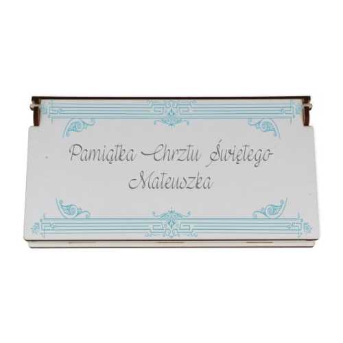 PHDF007-UV Pudełko na banknoty białe eleganckie na Chrzest, Komunię, Ślub, Urodziny (1)