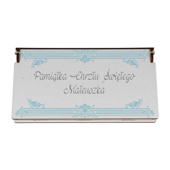 PHDF007-UV Pudełko na banknoty białe eleganckie na Chrzest, Komunię, Ślub, Urodziny (1)