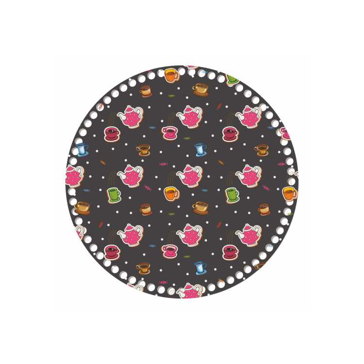 BSZ783-UVBL Baza pod tacę z nadrukiem koło 30cm HDF imbryczki