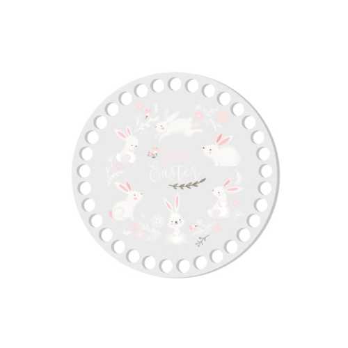 BSZ330-UV Baza koszyka - nadruk, koło 15cm - pastelowe zajączki - WIELKANOC