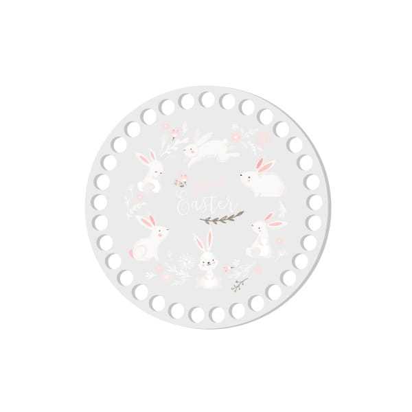 BSZ330-UV Baza koszyka - nadruk, koło 15cm - pastelowe zajączki - WIELKANOC