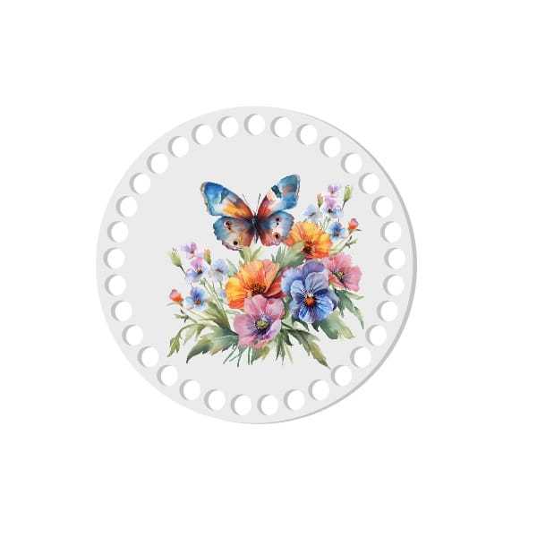 BSZ824-UVW Baza nadruk 15cm HDF motyl w kolorowych kwiatach