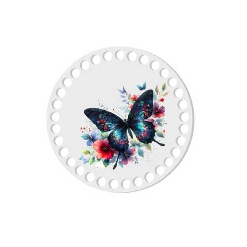 BSZ837-UVW Baza nadruk 15cm HDF czarny motyl w kwiatach
